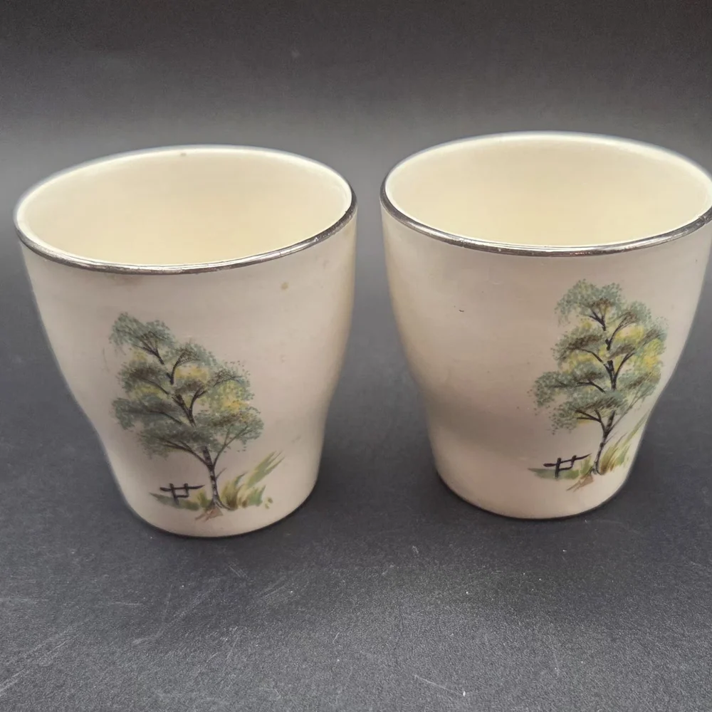 Egg Cups Low Profile Willow Tree Design Vintage